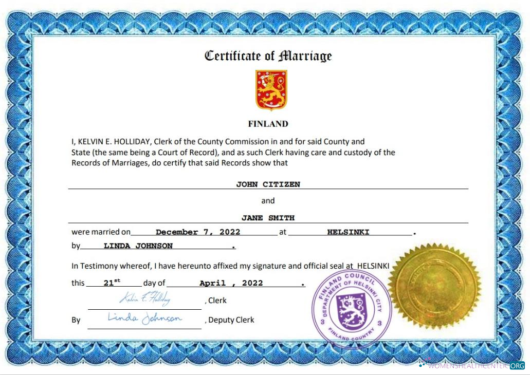 Download Finland marriage certificate Word and PDF template Photoshop template